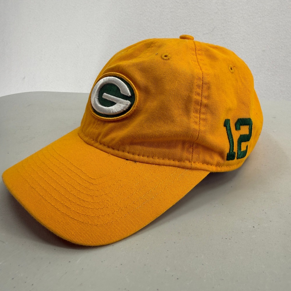 Reebok Green Bay Packers Adult‎ Hat Yellow Aaron Rodgers 12 NFL Strapback Cap